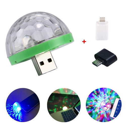 Adeeing USB Disco Light LED Party Lights Portable Crystal Magic Ball Colorful Effect Stage Lamp For Home Party Karaoke Decor